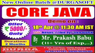 CORE JAVA Online Training @ DURGASOFT