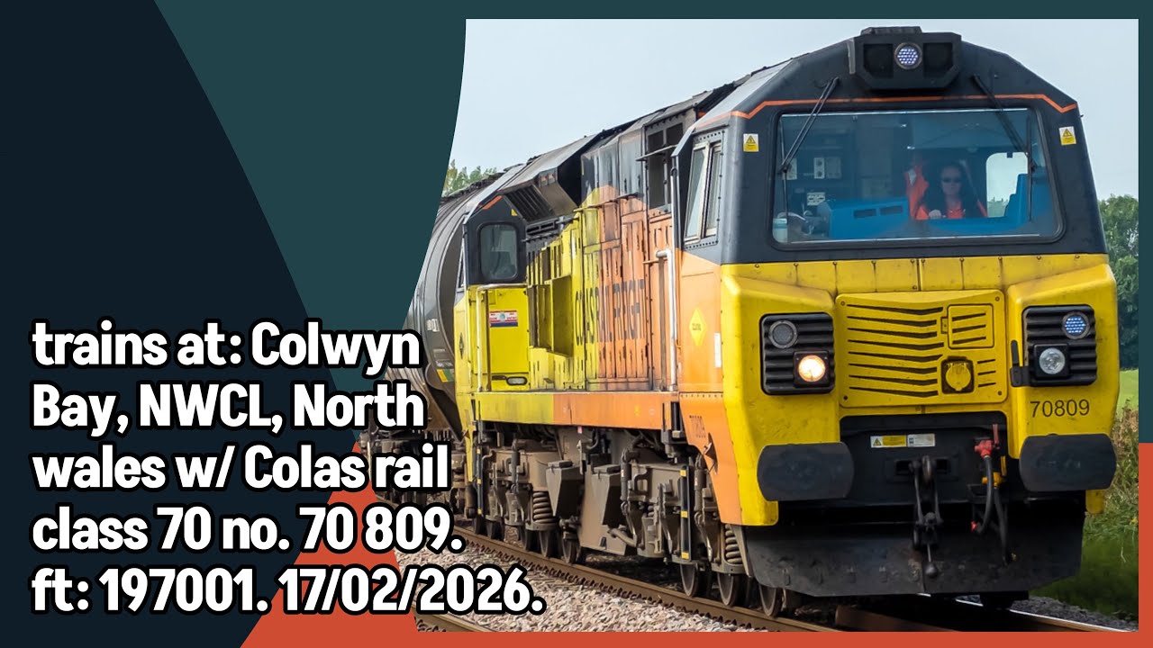 trains at: colwyn bay, NWCL, North wales w/ Colas rail class 70 no ...