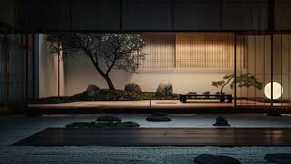 ambient Kyoto: rainy Japanese night garden  ambient zen music with Koto for relaxation / meditation