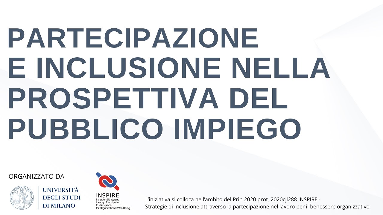 Partecipazione e inclusione nella prospettiva del pubblico impiego