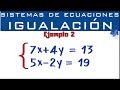 Sistemas de ecuaciones lineales 2x2 | Método de igualación | Ejemplo 2