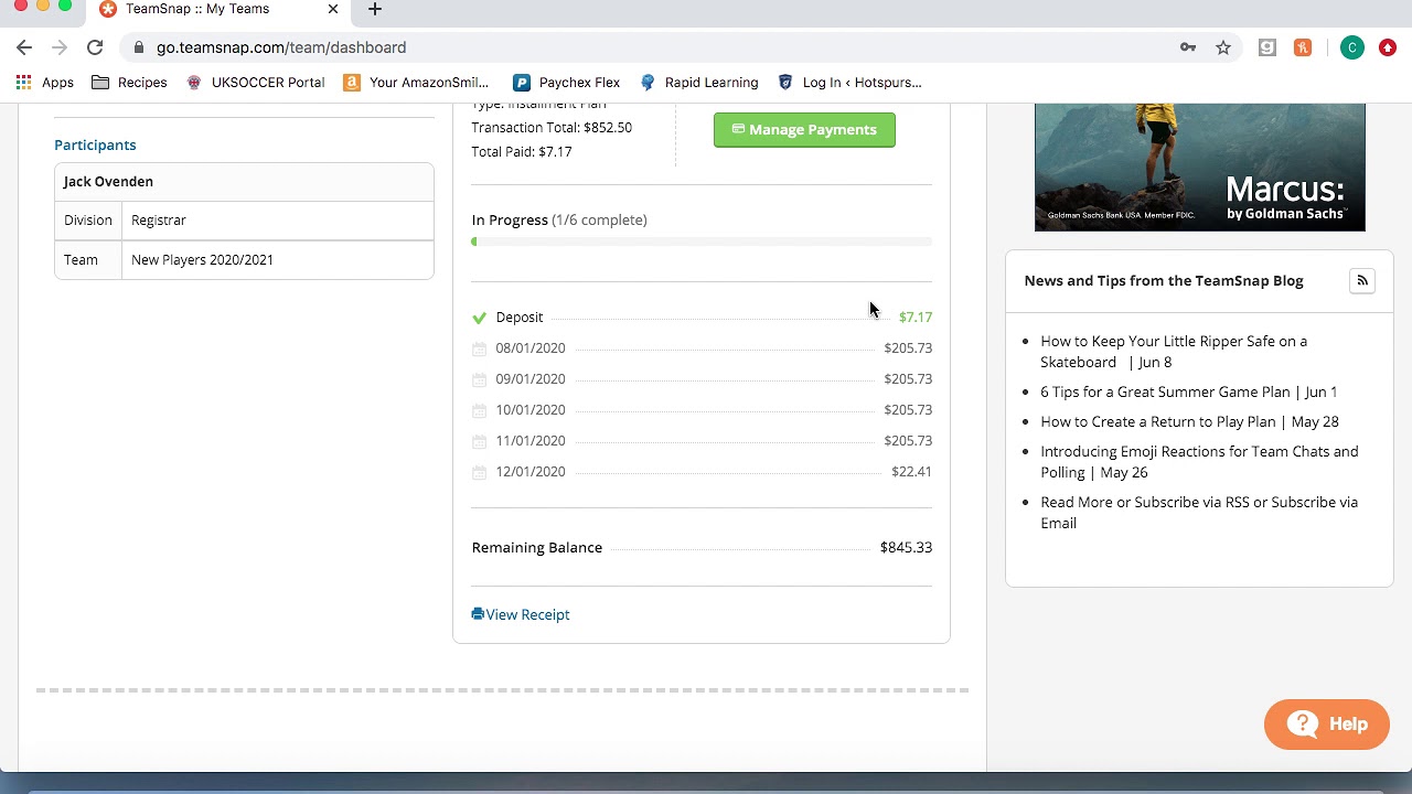 TeamSnap Tip Where to find payment info YouTube