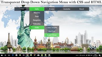 Transparent Drop Down Menu with Submenus in CSS and HTML (Hindi)