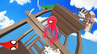 Супергерои HUMAN FALL FLAT но ПОРА ЛЕТАТЬ НА ШАРИКАХ пластилиновые герои Володя Человек Паук Железный Человек