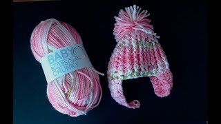 Crochet Baby hat with warm ear flaps