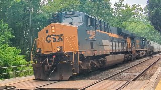 CSX manifest M416 with RARE 1869 (C&O) flies by Garrett Park, MD station