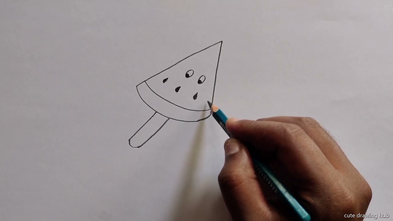 How to Draw a Watermelon Slice 🍉 | Easy Fruit Drawing for Kids!