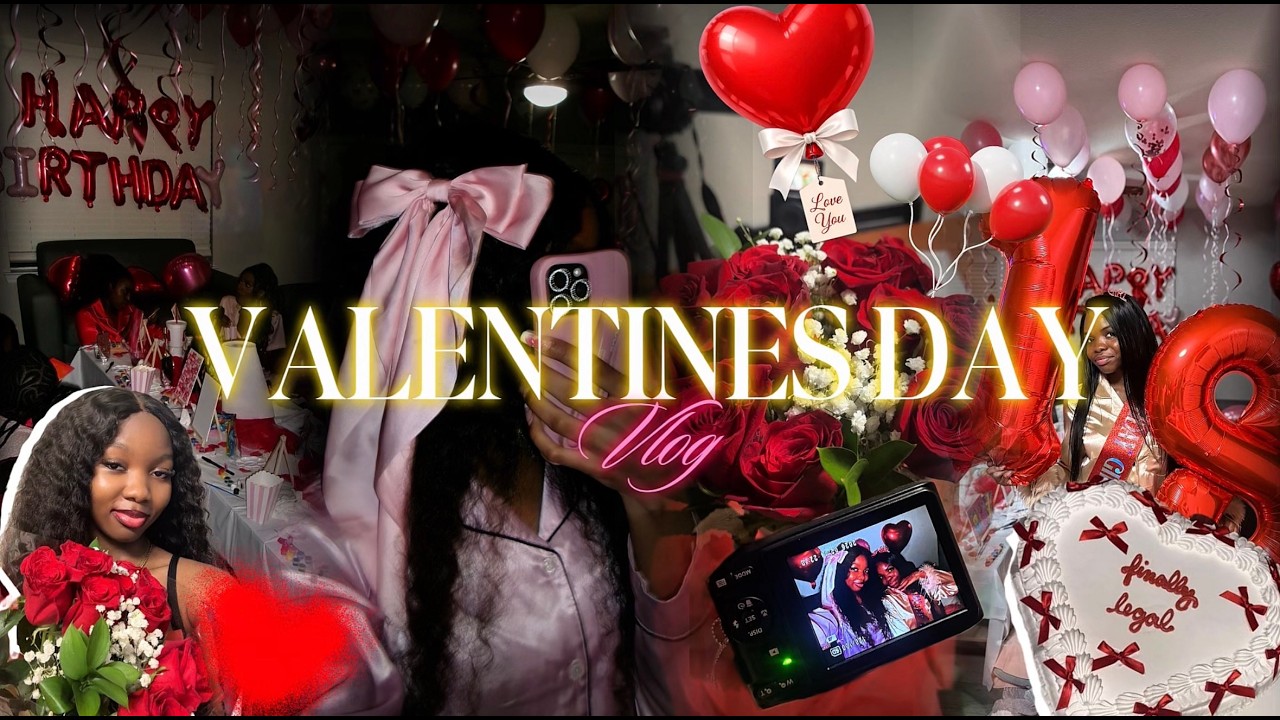 VALENTINES DAY VLOG | birthday party + valentines + GRWM + letter exchange