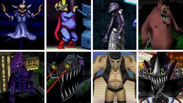 All Gex Trilogy PS1 Boss Fights - Enter The Gecko, Deep Cover Gecko (No Damage) + Secret Endings