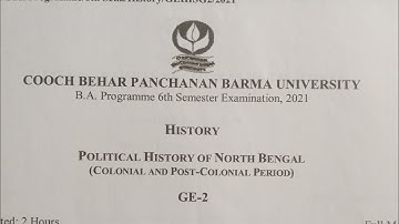 coochbehar panchanan barma University B.A programme 6th semester history GE2 question paper 2023