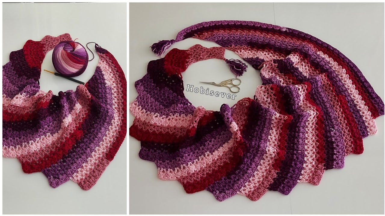 Как связать шали крючком для начинающих / Простое вязание крючком, шарф, узор с запахом