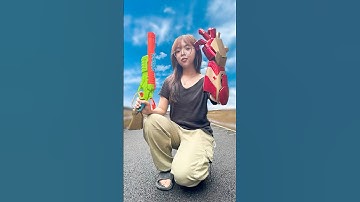 The true power of nerf gun vs ironman hand #satisfied #toy #rainbowunboxing #unboxing #asmr