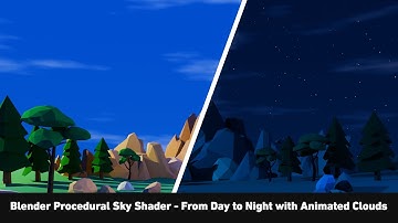 🌄 Blender Procedural Sky Shader – From Day to Night with Animated Clouds & Customizable colours