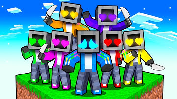 Locked on One Chunk with EVERY CRAZY FAN GIRL in Minecraft!