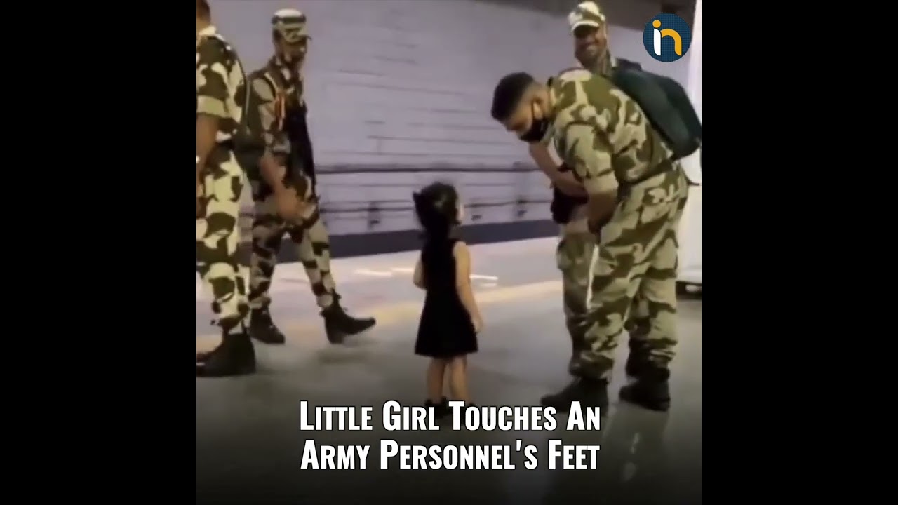 Little Girl Touching Army Jawan's Feet | 