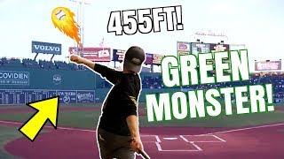 Can I Hit A Home Run at FENWAY Park? 455FT OVER GREEN MONSTER!? IRL Baseball Challenge