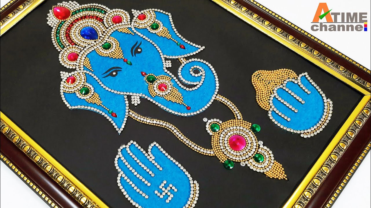 kundan work ganesha rangoli wall decor ideas kundan rangoli home handmade decoration ideas