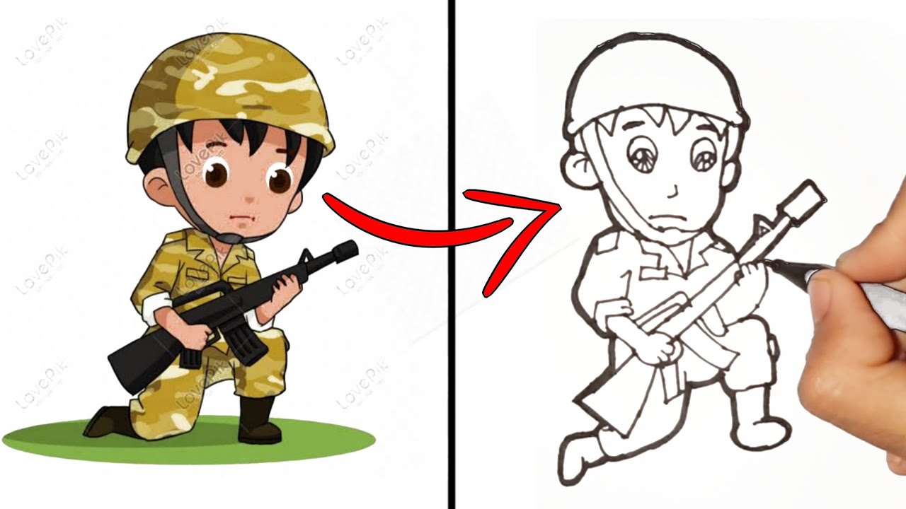 Ganteng Cara menggambar tentara  tni how to draw 