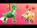 Camiones Bebés - Mascota DINOSAURIO va a la ESCUELA! - Aprendiendo con dibujos animados en Auto City