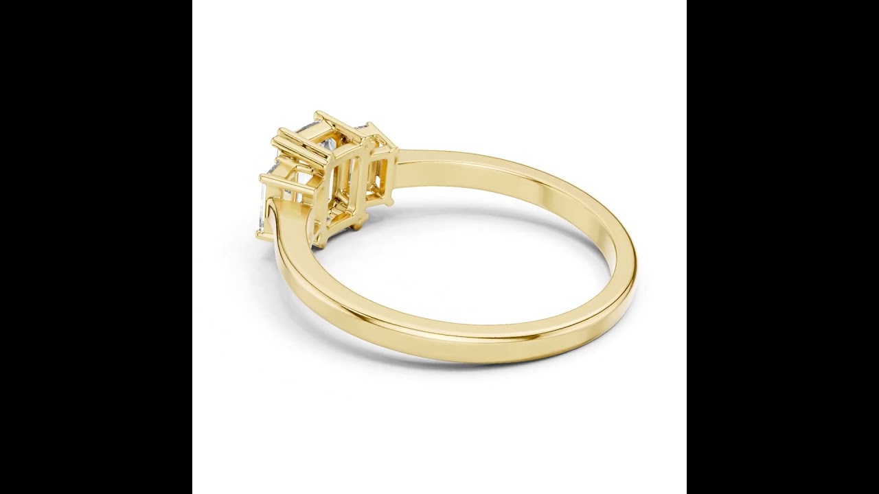 Emerald Cut Diamond Three Stone Engagement Ring