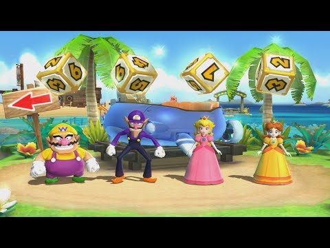 Mario Party 9 - Blooper Beach 4 Players - Wario Vs Waluigi Vs Peach Vs Daisy (Master Difficulty)