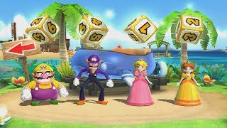 Mario Party 9 - Blooper Beach 4 Players - Wario Vs Waluigi Vs Peach Vs Daisy Master Difficulty