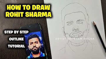 How to draw ROHIT SHARMA Step by Step // full sketch outline tutorial for beginners ( IPL 2025 )