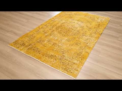 El Dokuma Sarı Vintage Desenli Yün Halı inceleme videosu kapak görseli