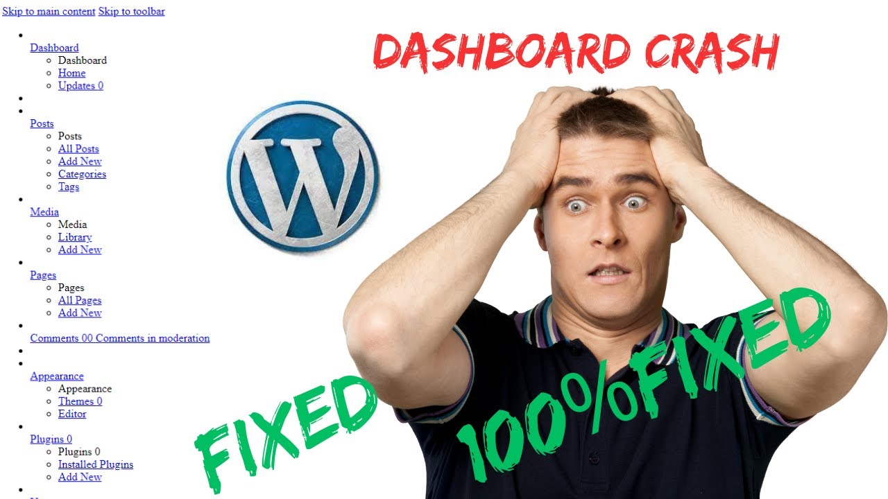 WordPress Admin Dashboard Crash || 100% Issue FIXED - YouTube