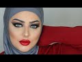BLACK SMOKEY EYES WITH RED LIPS MARWA YEHIA مكياج سموكي اسود ثقيل و روج احمر مع مروة يحيي