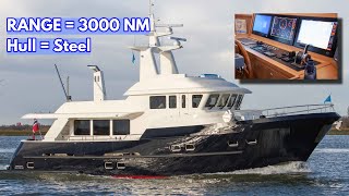 €2.495M STEEL Liveaboard Trawler Yacht FOR SALE! | Delfino 64