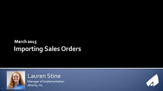 Importing Sales Orders