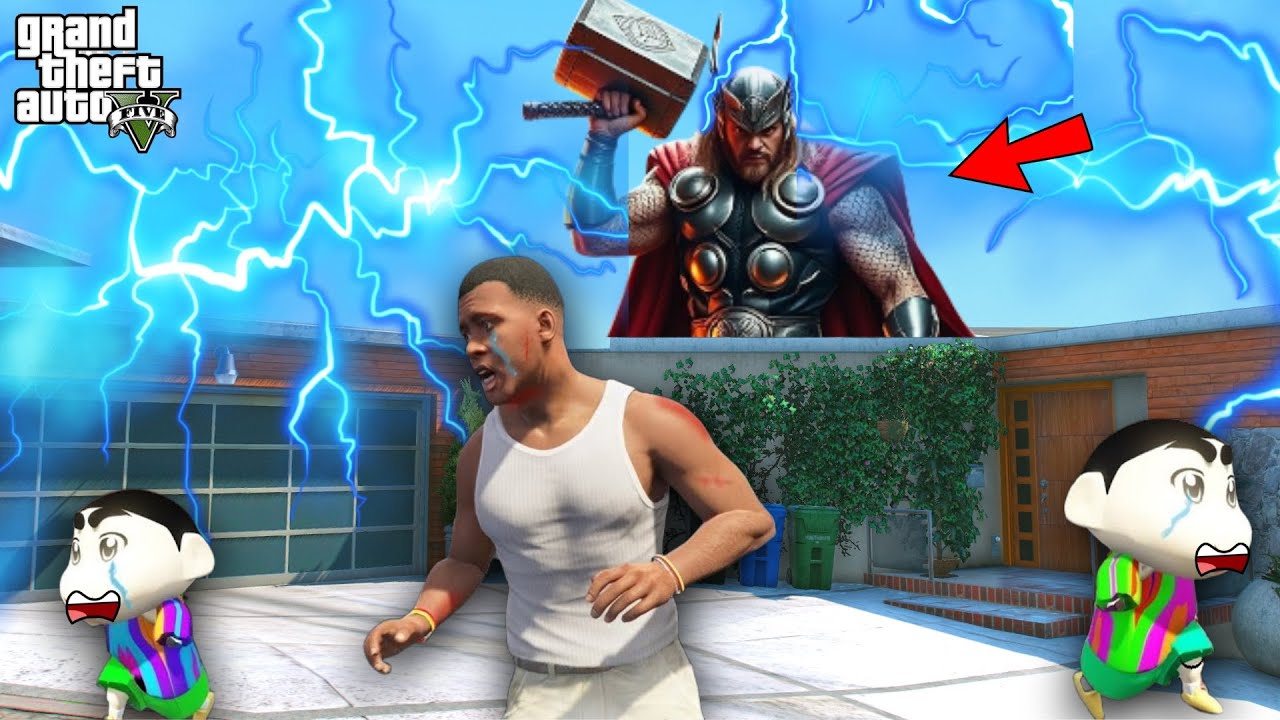 GTA 5 : Franklin & Shinchan ATTACKED by Thor in GTA 5!