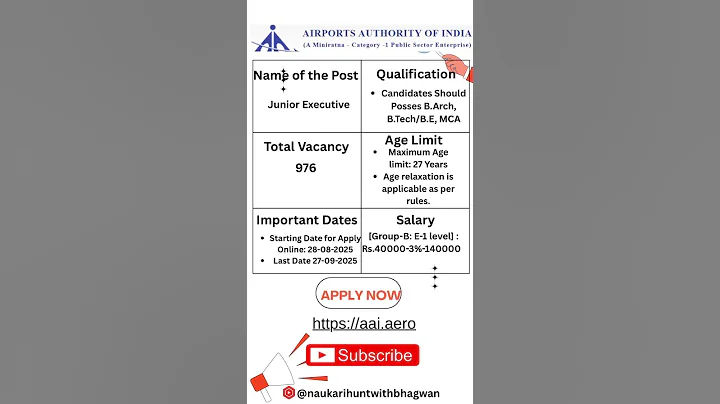 AAI Recruitment 2025 | Airports Authority of India Vacancy | Apply Online#shorts #shortvideo