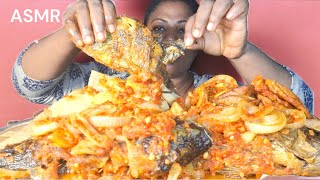 Nigeria food ASMR mukbang/ fried tilapia fish fried yam + spicy pepper + plantain 😋 (mukbang ASMR )