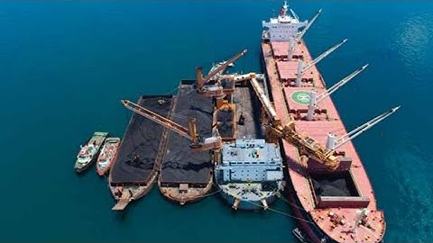 Loading Cargo at Anchor || Loading coal at Indonesia anchorage ||@Abhi bros the sailor
