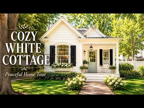Inside a Cozy White Cottage 🌿 Peaceful Home Tour with Warm Garden Ambience
