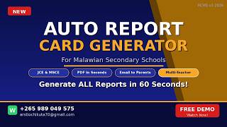 Auto Report Card Generator for Malawi Secondary Schools | JCE & MSCE | PDF in Seconds 2026