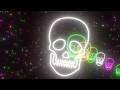 Fly Through Human Skull Face Shaped Neon Lights Glowing Curved Tunnel 4K DJ Visuals Loop Background