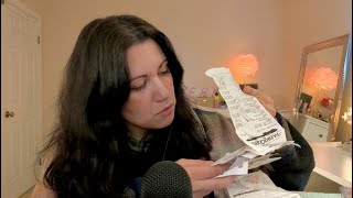 ASMR ✨ Sorting Old Receipts (Extremely Crinkly Paper Sounds & Whispered Ramble)
