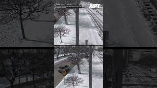 Commuter Train Crashes Into Car in Illinois: Moment of Impact, Driver Survives With Minor Injuries
