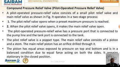 Lecture Video 5_17ME72_Module 3_Compound Pressure Relife Valve_ Dr C Anil Kumar