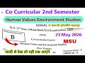 human values and environmental studies ba 2nd semester 2026 msu | co curricular 2nd semester | mcq