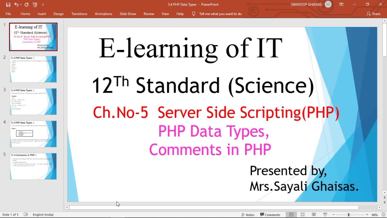 PHP Data Types,Comments in PHP# Server side Scripting with PHP 