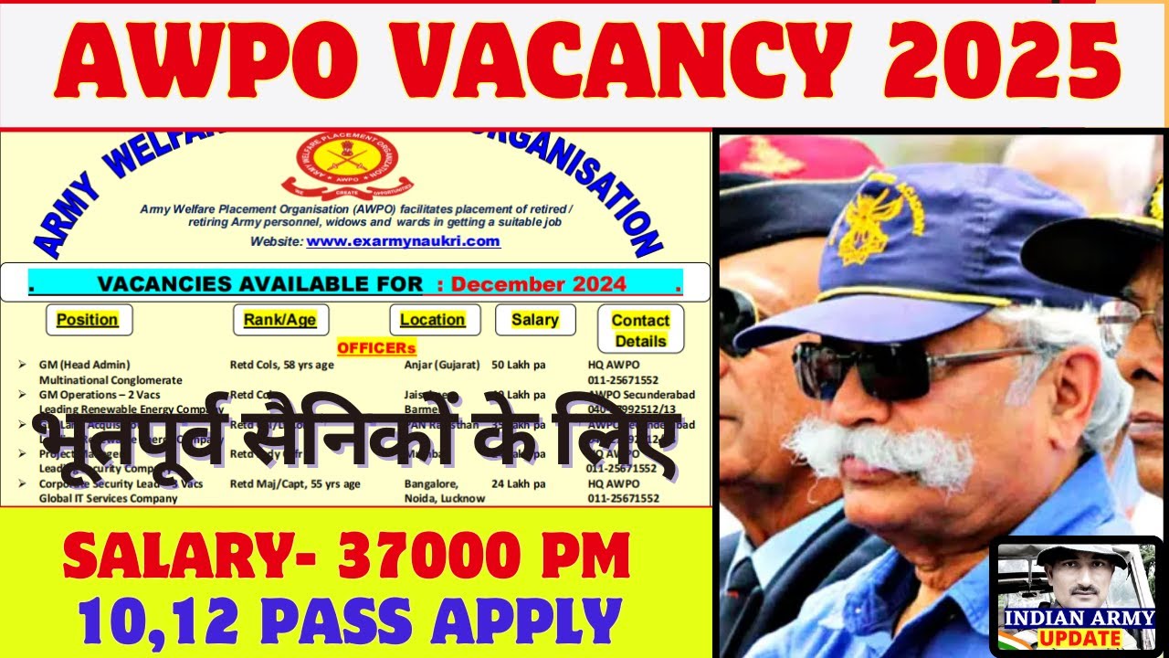 AWPO New Vacancy 2025 | ex servicemen job | ex servicemen jobs 2025 # ...