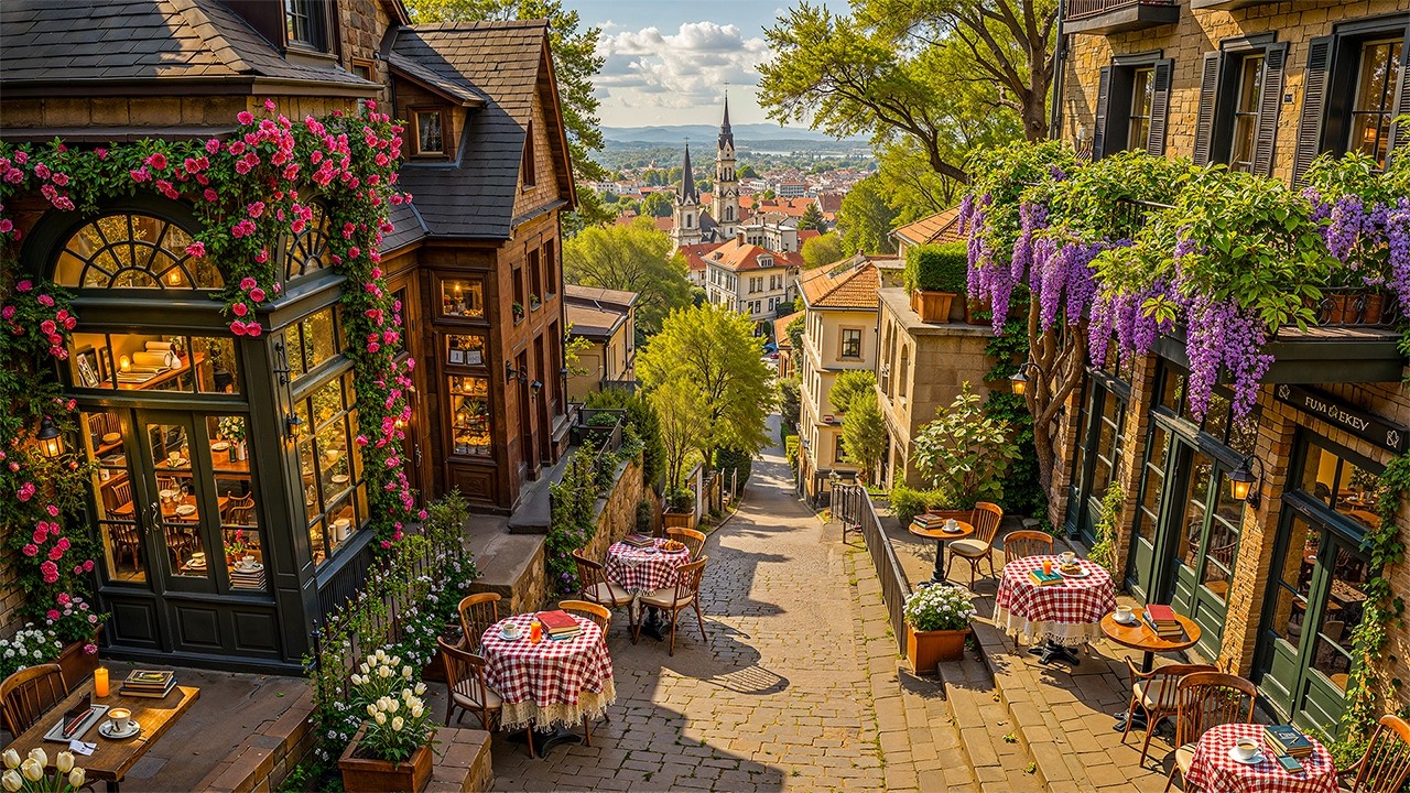 March Spring Morning at Cozy Spring Coffee Shop Ambience 🌿 Relaxing Jazz Music for Work, Study