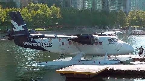 Twin Otter Seaplane Engine Startup and Takeoff