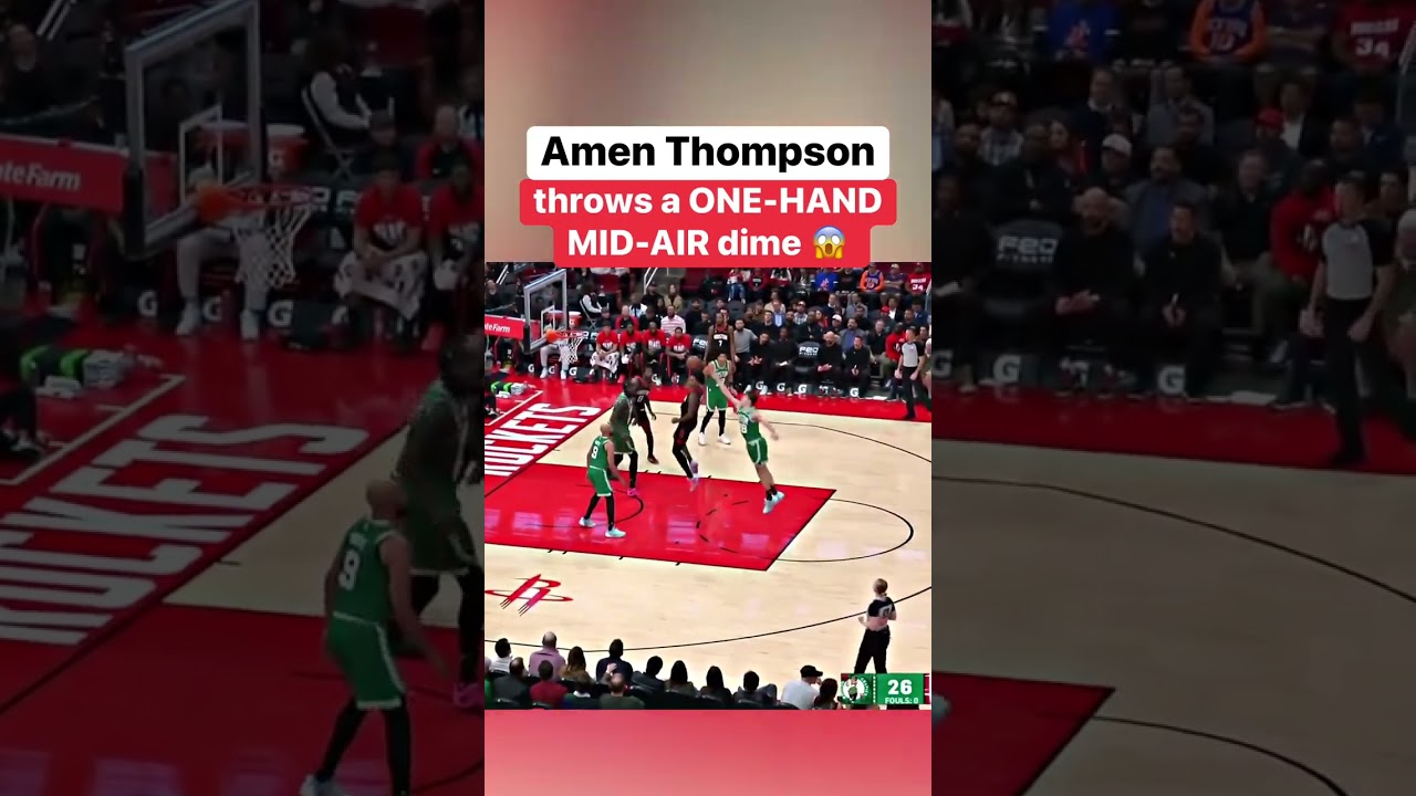Амен Томпсон бросает мяч одной рукой в ​​воздухе 😱 