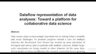 Dataflow representation of data analyses Toward a platform for collaborative data science