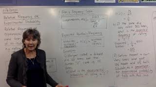 Relative Frequency OR Experimental Probability - Video 1 (of 2)